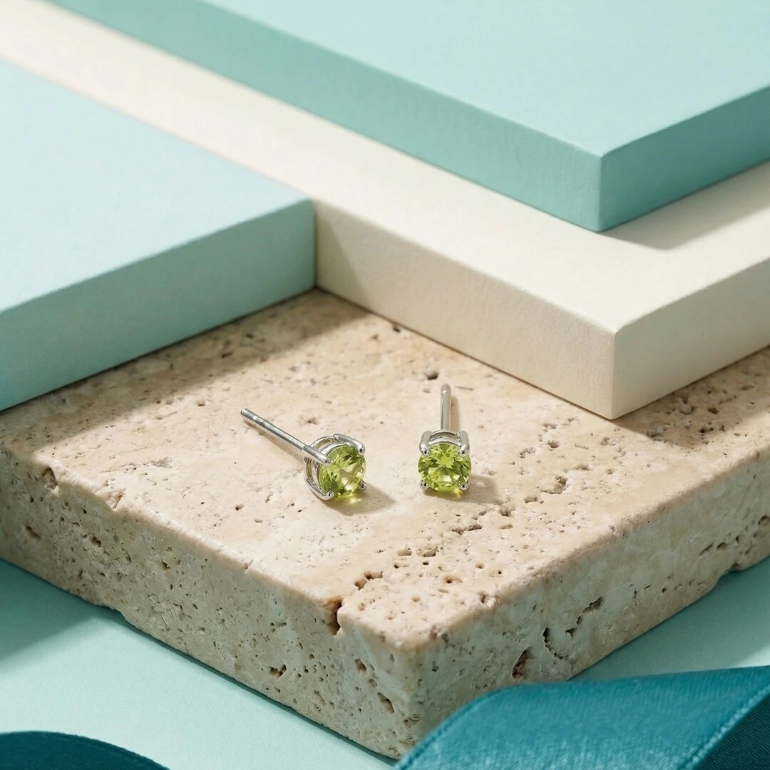 FotoBrinco Solitário 4 MM Apple Green Prata 925