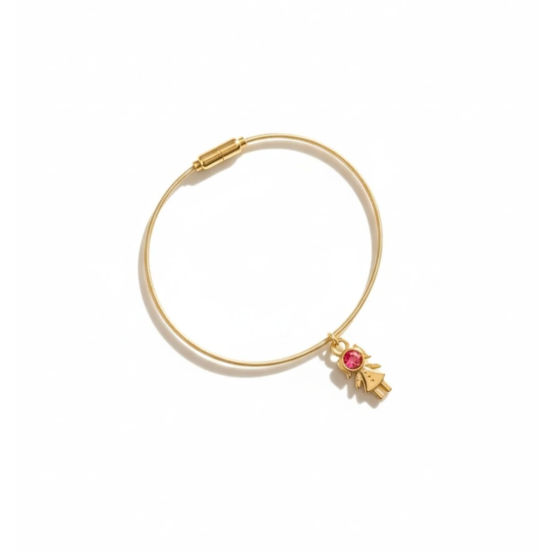 FotoPulseira Corda de Violão Menina Rosa Banho de Ouro 18 K