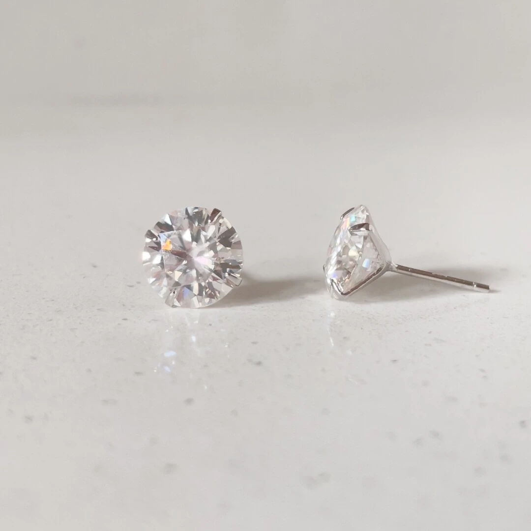 FotoBrinco Ponto de Luz Moissanite 10 MM Prata 925