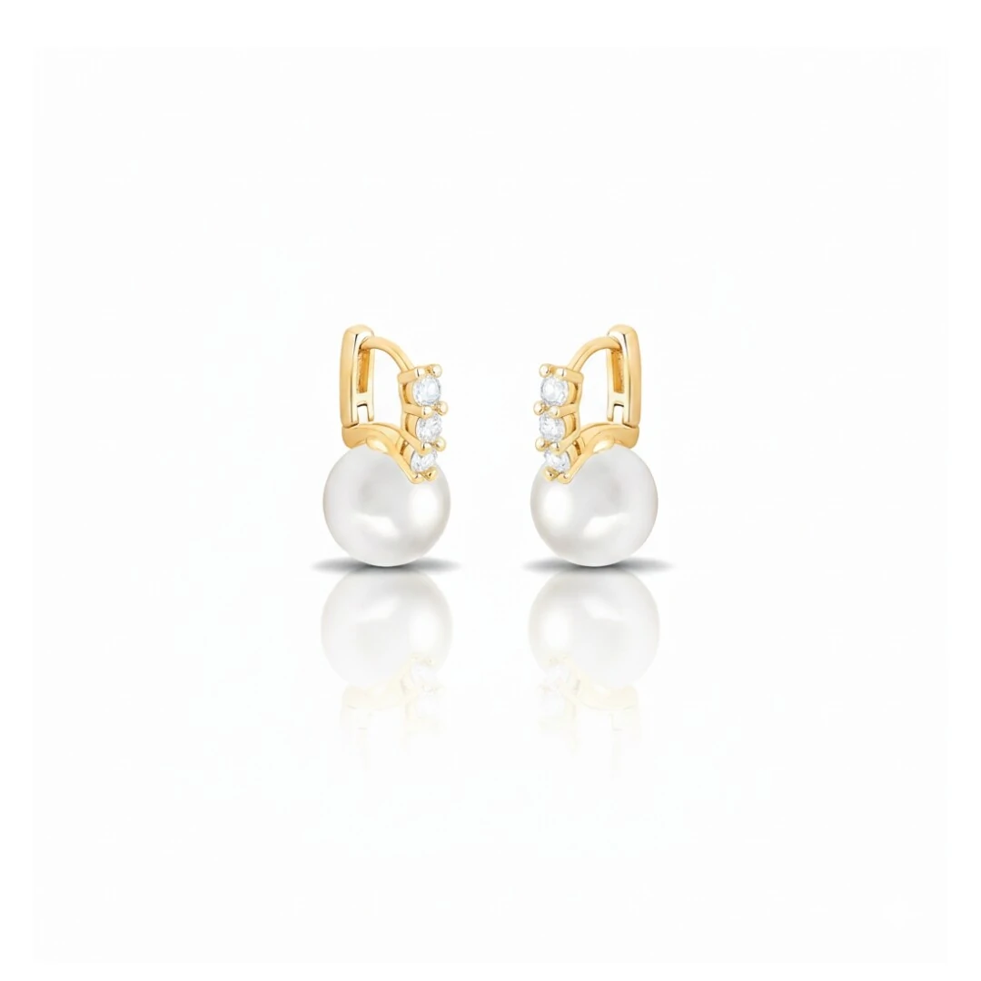 FotoArgola Kelly Pérola Shell Banho de Ouro 18 K