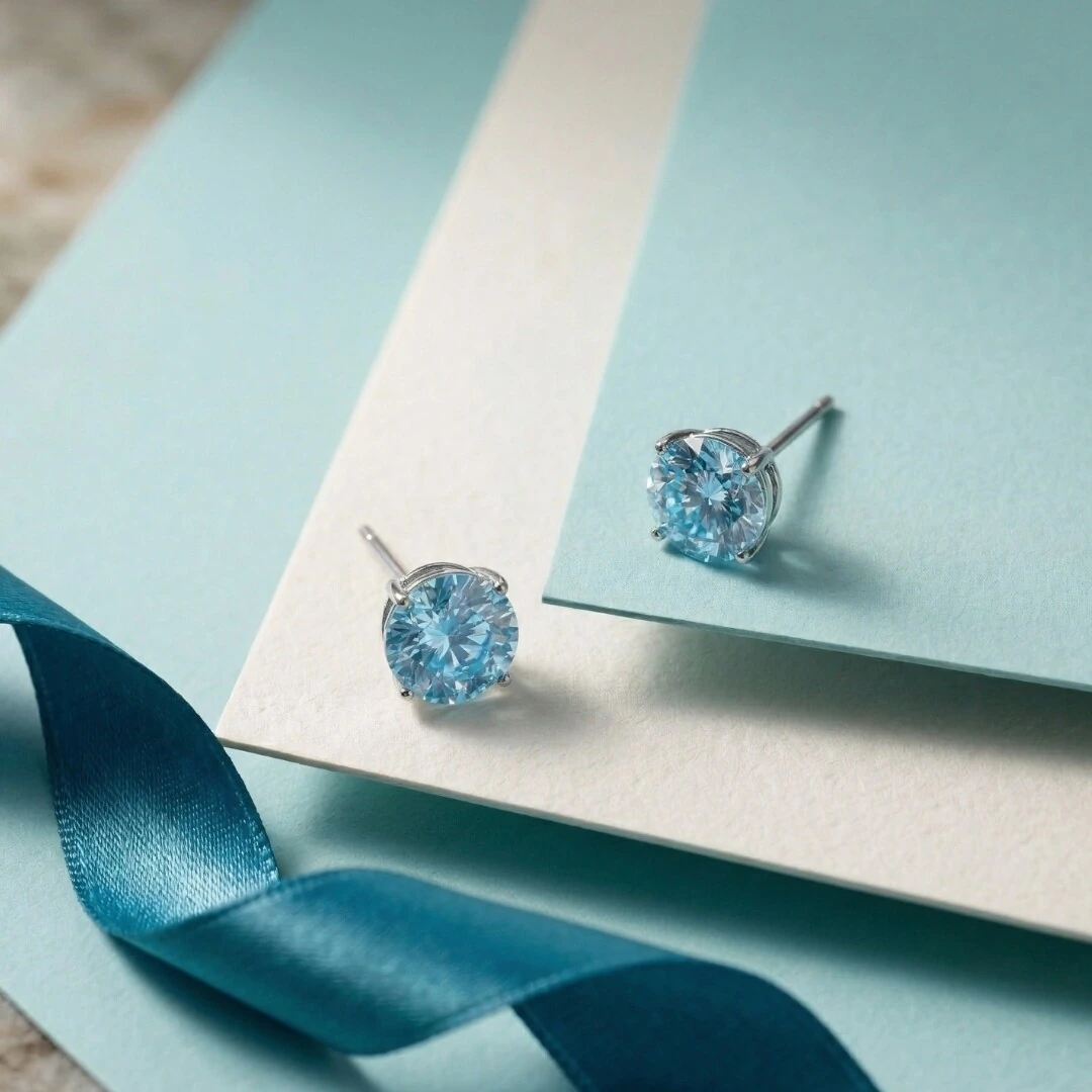 FotoBrinco Solitário 8 MM Água Marinha Prata 925