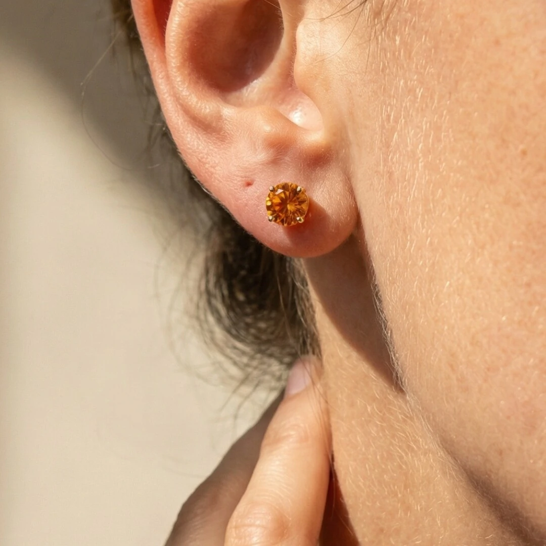 FotoBrinco Solitário 6 MM Aperol Prata 925