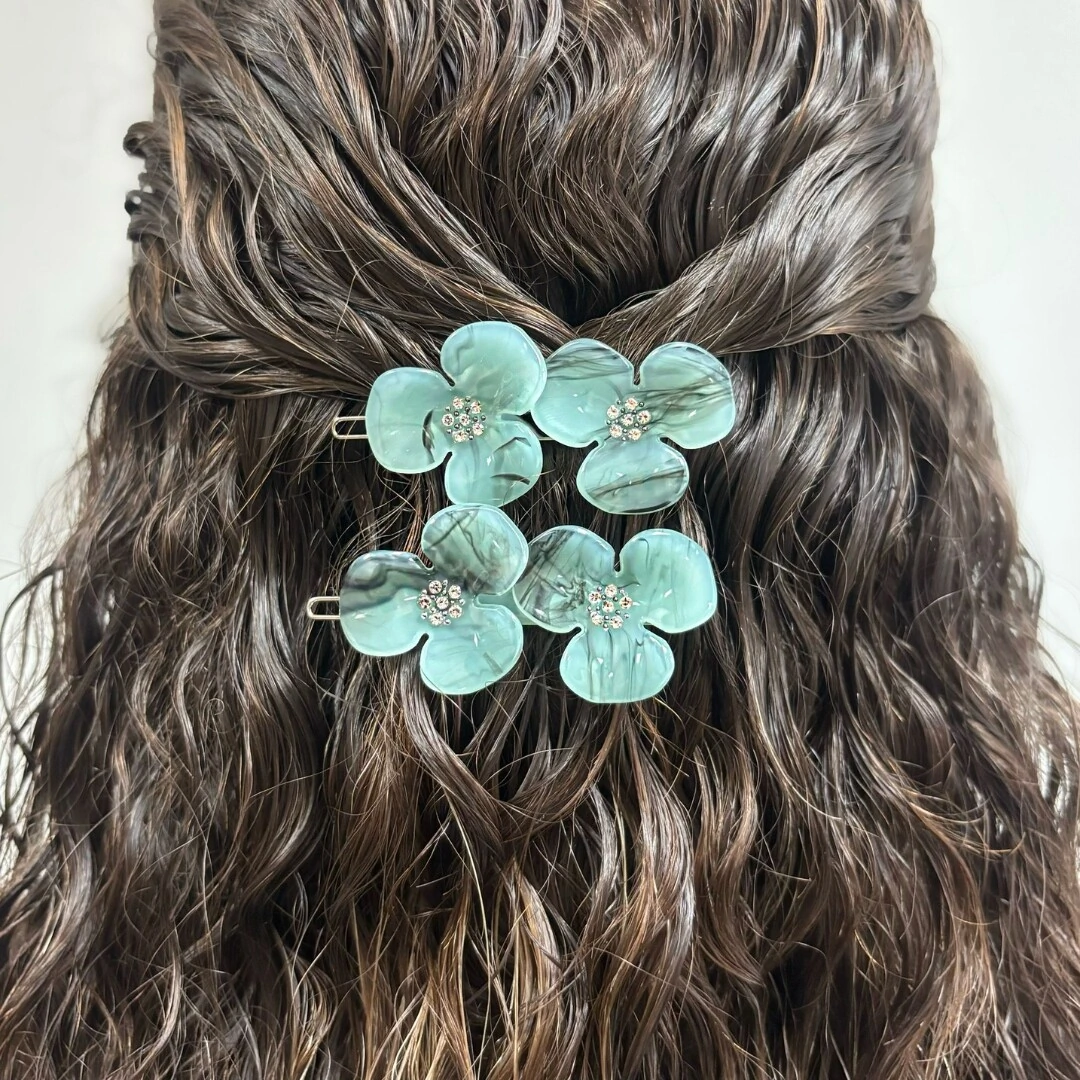 FotoClipe Trevo Duplo Turquesa Acetato