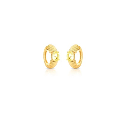 Foto Argola Texturizada Oval Amarelo Claro Banho de Ouro 18 K