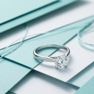 Foto Anel Solitário Moissanite 6,5 MM Prata 925