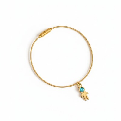 Foto Pulseira Corda de Violão Menino Verde Banho de Ouro 18 K