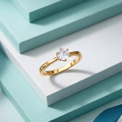 Foto Anel Solitário Zircônia 5mm 6 Garras | Banho de Ouro 18k | Antialérgico