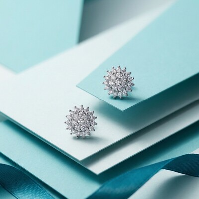 Foto Brinco Girassol de Zircônias Prata 925