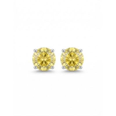 FotoBrinco Solitário 8 MM Yellow Fancy Prata 925