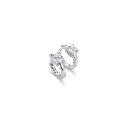 Foto Argola Solitária com Moissanite Redonda | Prata 925 com Ródio | 1,5 cm | Moissanite 0,5 cm