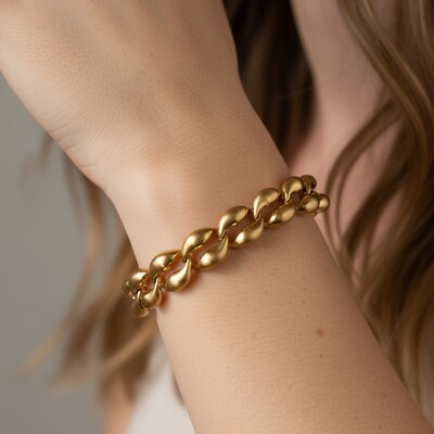 FotoPulseira Elos Acetinado Banho de Ouro 18 K