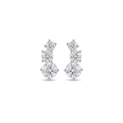 Foto Ear Cuff Três Pontos de Luz Branco | Ródio Branco | Tarraxa Vírgula | 2cm