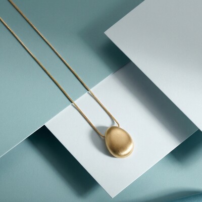 Foto Colar Orgânico Botton Fosco Acetinado | Banho de Ouro 18k | Pingente 2,3x1,6cm | Corrente 40–50cm