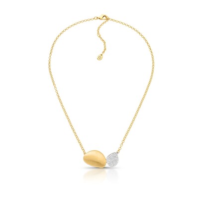 Foto Colar Orgânico Mix de Banhos Ródio com Zircônias e Ouro 18k Fosco Acetinado Corrente Regulável
