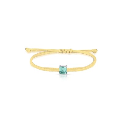 Foto Pulseira Regulável com Fio Encerado Amarelo Quadrado Verde Paraíba Prata 925