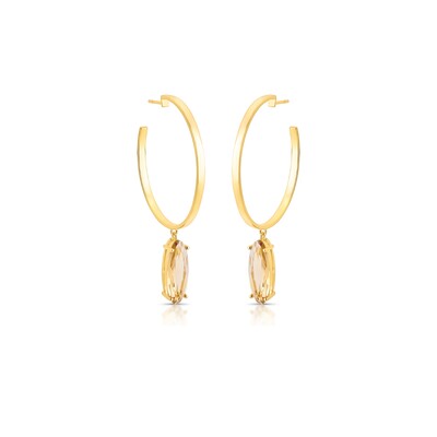 Foto Argola Navete G Marrom Banho de Ouro 18 K