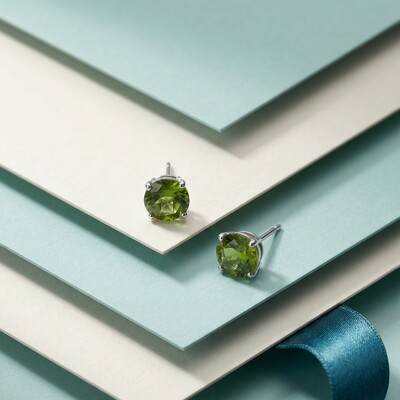 Foto Brinco Solitário 6 MM Peridoto Prata 925