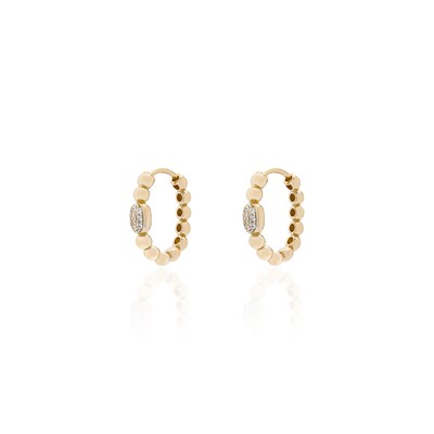 FotoArgola Bolinhas Oval Cravejado Prata com Banho de Ouro 18K