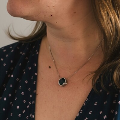 FotoColar Redondo Azul London Ródio Branco