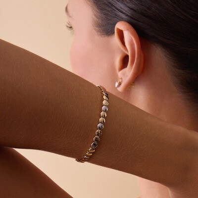 Foto Pulseira Mix de Banhos Geometric Shape Ródio Branco e Ouro