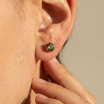 FotoBrinco Solitário 6 MM Peridoto Prata 925