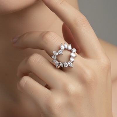 FotoAnel Coração Vazado Prata 925