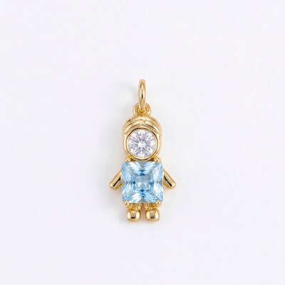 Foto Pingente Menino Zircônia Azul e Branca | Banho de Ouro 18k | 18x12mm