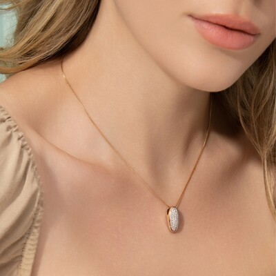 FotoColar Oval Cravejado Mix Banho de Ouro 18 K