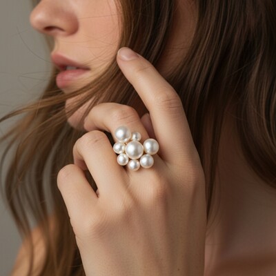 FotoAnel Pérolas de Água Doce Banho de Ouro 18 K