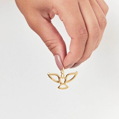 FotoPingente Espírito Santo Liso Vazado Banho de Ouro 18 K