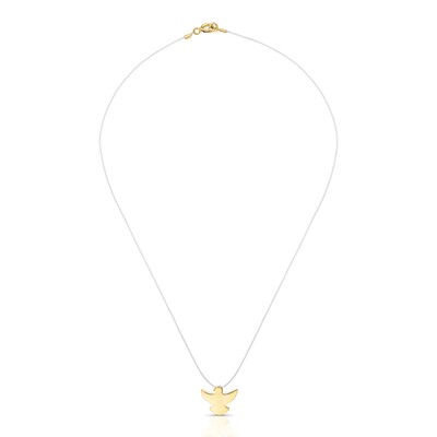 Foto Colar Espírito Santo Fio de Nylon Banho de Ouro 18 K