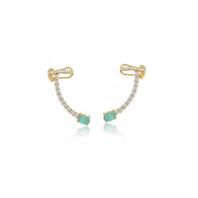 Foto Brinco Ear Cuff Oval Turmalina Fusion Banho de Ouro 18 K