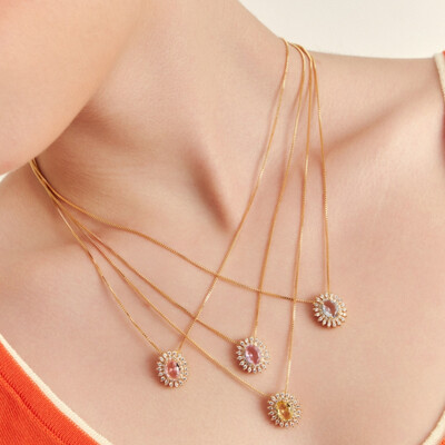 FotoConjunto Oval Brisa Amarelo Claro Banho de Ouro 18 K