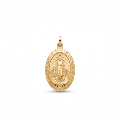 Foto Pingente Medalha Milagrosa Nossa Senhora das Graças | Prata com Banho de Ouro 18k | 3x1,9cm | Frente