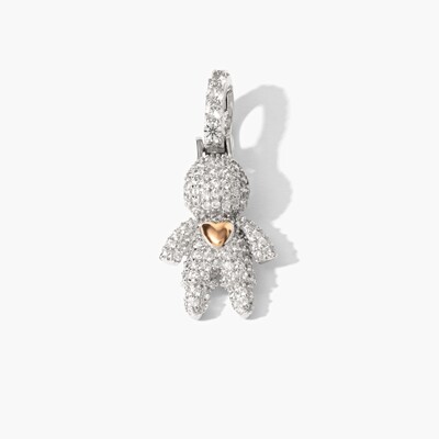 Foto Pingente Menino Cravejada Coração Dourado Prata 925