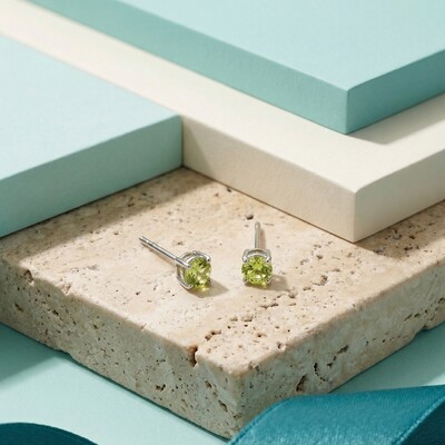 Foto Brinco Solitário 4 MM Apple Green Prata 925