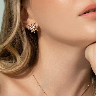 FotoBrinco Estrela Retrô Mix de Cores Banho de Ouro 18 K