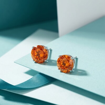 Foto Brinco Solitário 10 MM Aperol Prata 925