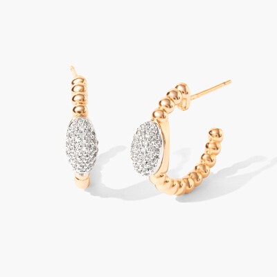 Foto Argola Bolinhas Oval Cravejado M Banho de Ouro 18 K