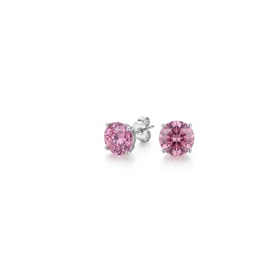 Foto Brinco Solitário Zircônia Rodolita Redonda P | Prata 925 com Ródio | 0,8 cm