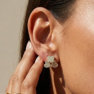 FotoBrinco Três Corações Prata com Banho de Ouro 18 K