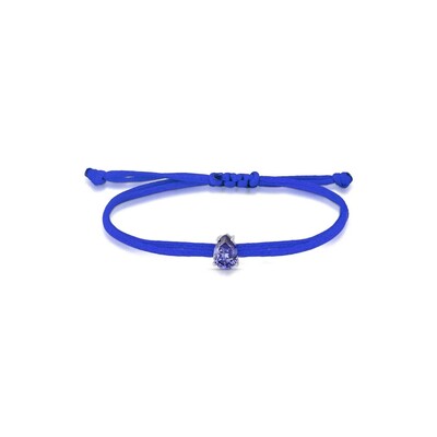 Foto Pulseira Regulável com Fio Encerado Azul Gota Tanzanita Prata 925