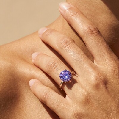 FotoAnel Solitário 10 MM Lavanda Prata 925