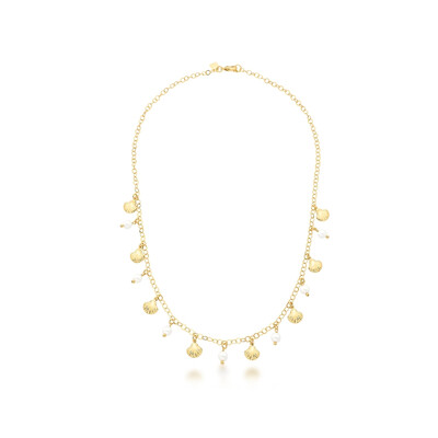 FotoColar Concha e Pérolas Banho de Ouro 18 K