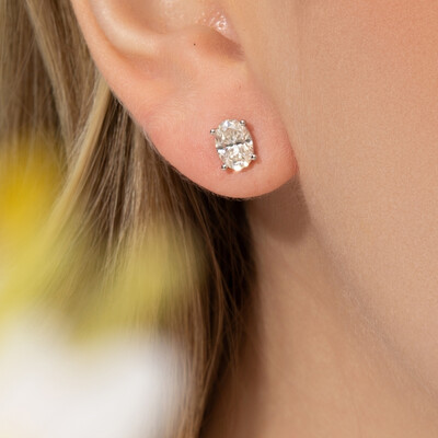 FotoBrinco Oval Moissanite 7,5 MM Prata 925