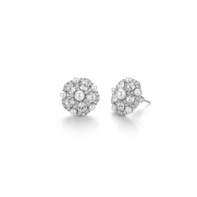 Foto Brinco Flor Pérola Shell Ródio Branco