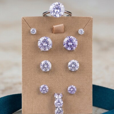 FotoBrinco Solitário 10 MM Lavanda Prata 925