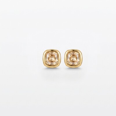 Foto Brinco Quadrado Zircônia Champanhe | Banho de Ouro 18k | 7mm