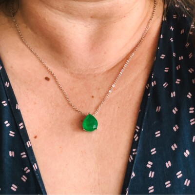FotoColar Gota Esmeralda Fusion Ródio Branco