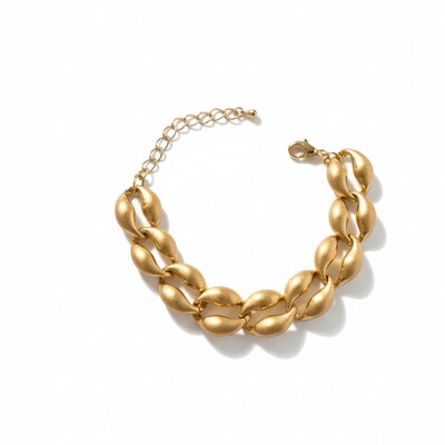 Foto Pulseira Elos Acetinado Banho de Ouro 18 K